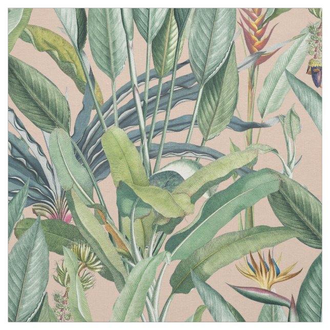 Tissu Green Tropical Jungle Banana Tree Strelitzia (Échantillon)