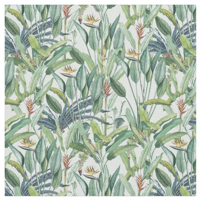 Tissu Green Tropical Jungle Banana Tree Strelitzia (Fermer)