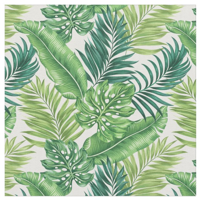 Tissu Green Tropical Palm Banana Monstera Feuille (Fermer)