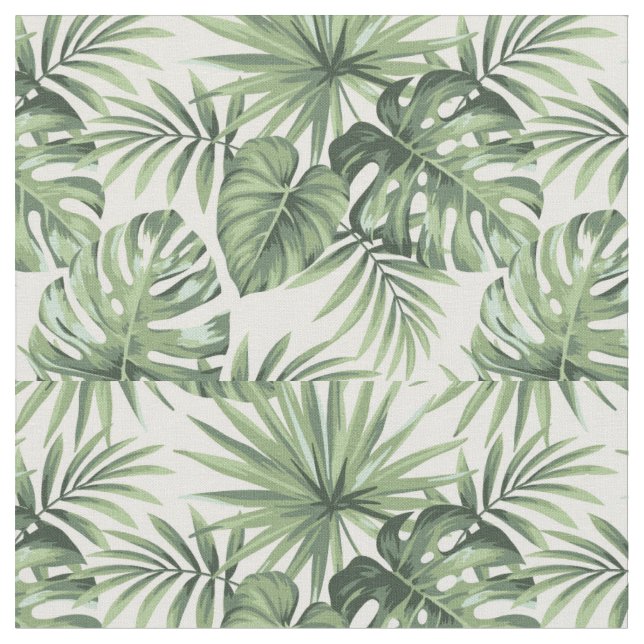 Tissu Green Tropical Palm Feuille Motif (Fermer)