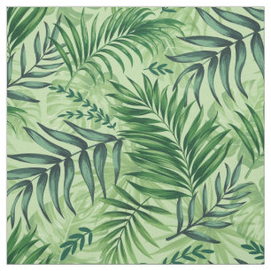 Tissu Green Tropical Palm & Monstera Feuille