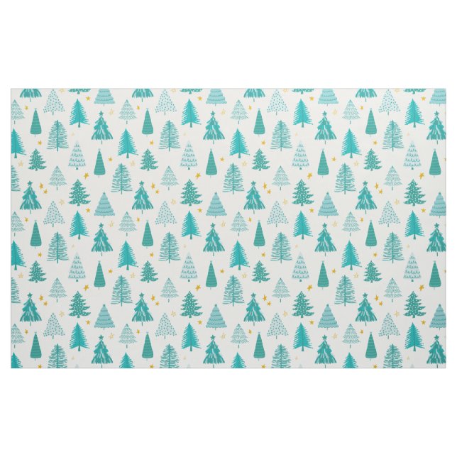 Tissu Green Turquoise Winter Forêt Noël (Fat Quarter)
