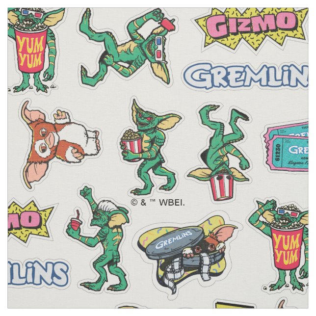 Tissu Gremlins™ Autocollants Drôles Motif (Échantillon)