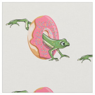 Tissu Grenouille avec beigne glacée rose