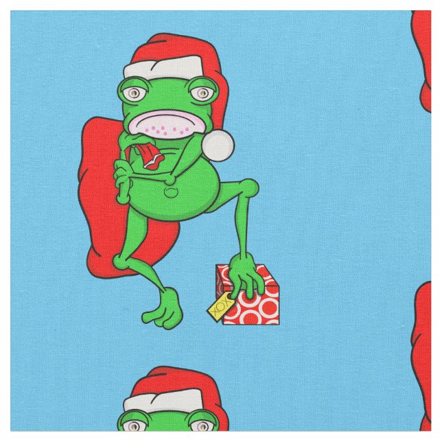Tissu Grenouille Drôle Portant Un Casquette Du Père Noël (Fermer)