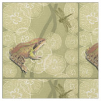 Grenouille et libellule sur des nénuphars