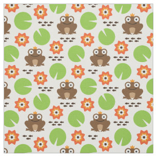 Tissu Grenouille et Nenuphar Motif sans couture