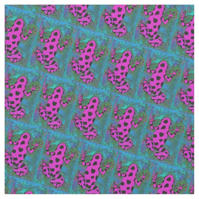 Tissu Grenouille rose chaude avec points noirs (Fermer)