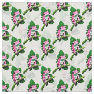 Tissu Grenouille Rose Sur La Feuille Verte Motif Design