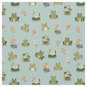 Tissu Grenouilles & nénuphars sur vert pistache