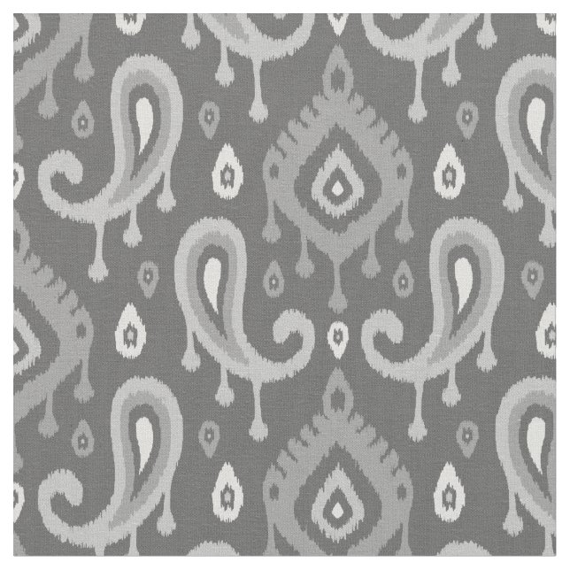 Tissu Grey Ikat Paisley (Fermer)