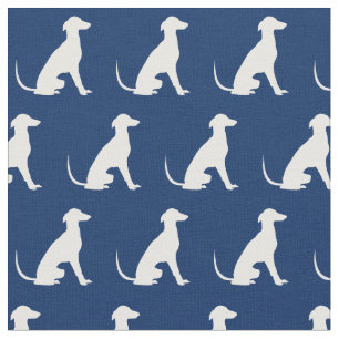 Tissu Greyhound Chien Silhouette Animal Marine Blue