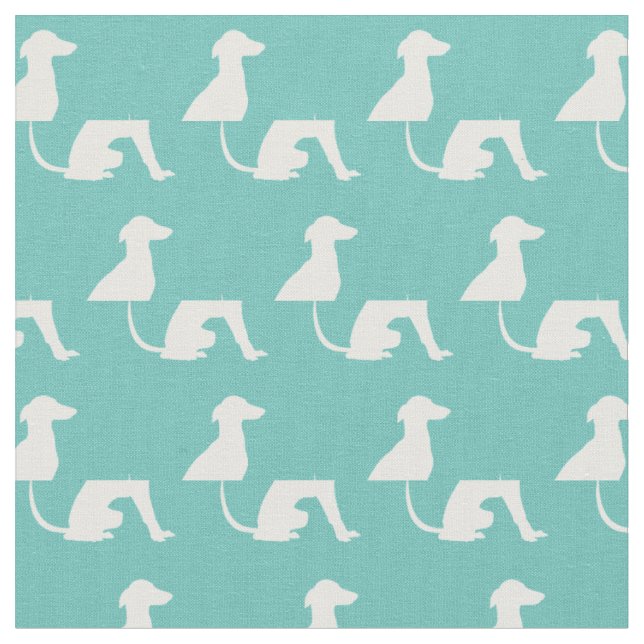 Tissu Greyhound Chien Silhouette Animal Turquoise (Fermer)