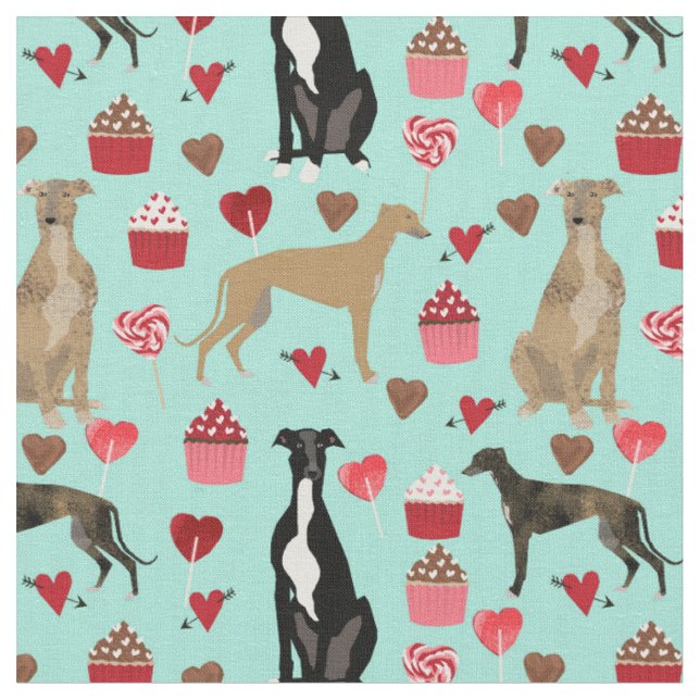 Tissu greyhound valentines menthe love (Fermer)