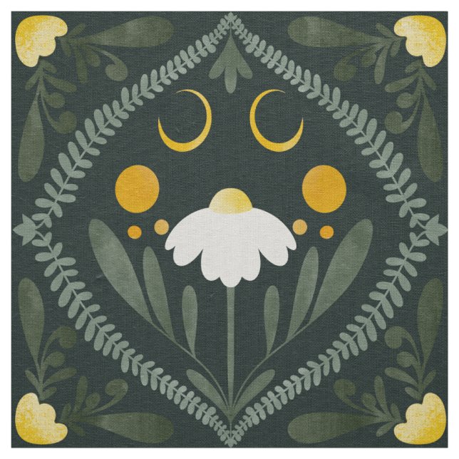 Tissu Grille de fleur de lune | Vert forêt foncé (Échantillon)