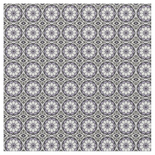 Tissu Gris argenté et fleurs de Lilac (Fermer)