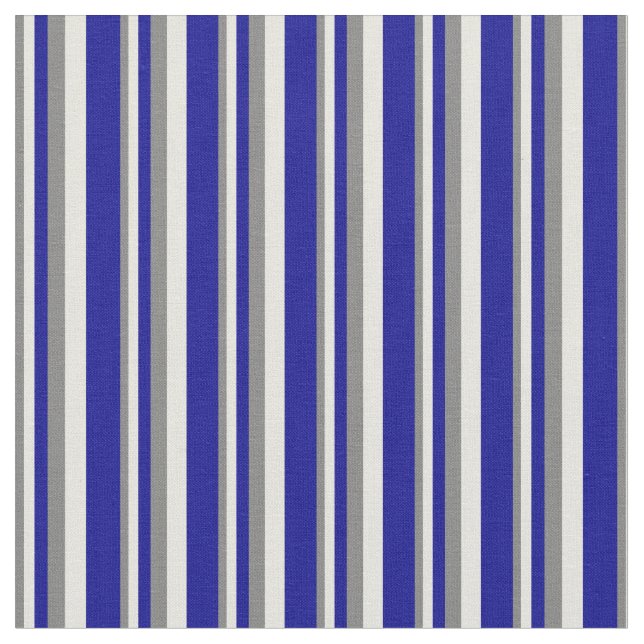 Tissu Gris, Beige et Bleu foncé Lignes (Fermer)