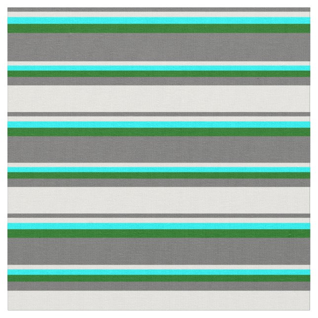Tissu Gris, Blanc, Aqua et Vert foncé (Fermer)