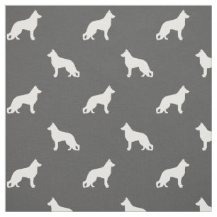 Tissu Gris blanc de motif de silhouettes de chien de