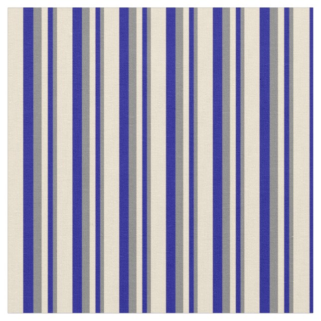 Tissu Gris, Bleu foncé & Beige Motif des rayures (Fermer)