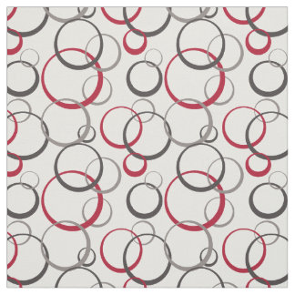 Tissu Gris Bourgogne Rouges Anneaux modernes Motif géomé