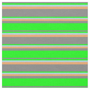 Tissu Gris, citron vert, bleu clair et lignes Brown Moti