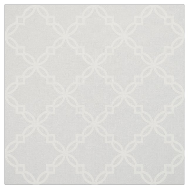 Tissu Gris clair, Blanc Fantastique Quatrefoil Marocain (Échantillon)
