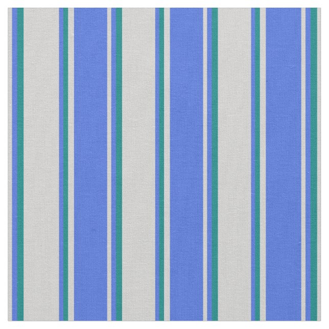 Tissu Gris clair, Bleu royal et Lignes Turquoises (Fermer)