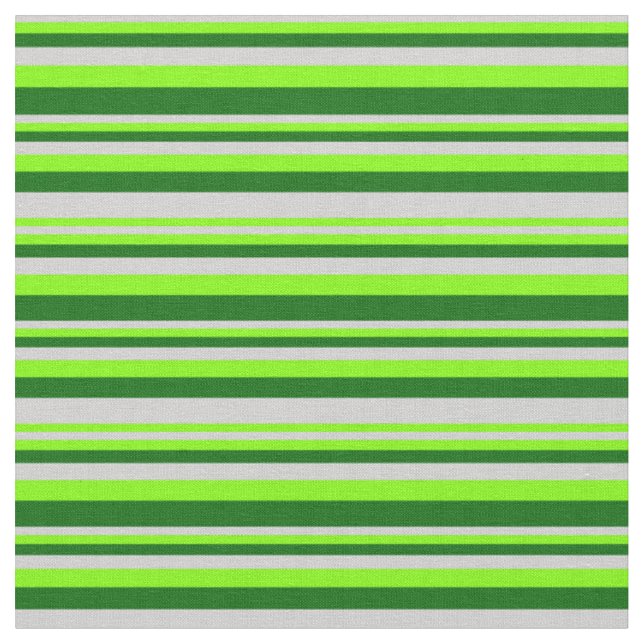 Tissu Gris clair, Chartreuse & Lignes Vert foncé (Fermer)