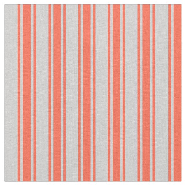 Tissu Gris clair et bandes de couleur rouge (Fermer)