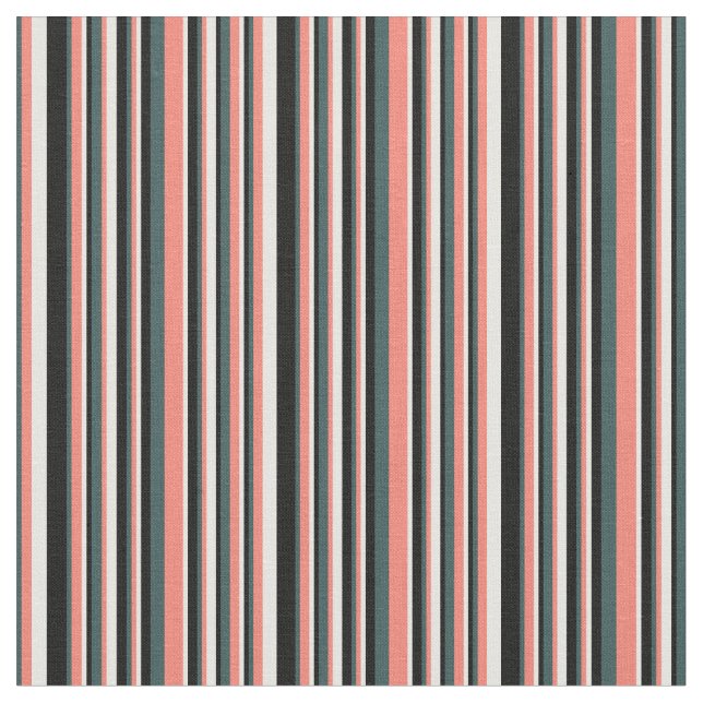Tissu Gris d'ardoise foncée, lignes Saumons, blanches et (Fermer)