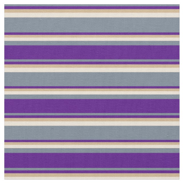 Tissu Gris d'ardoise, Indigo, Tan & Motif Bisque (Fermer)