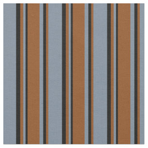 Tissu Gris d'ardoise légère, Brown et lignes noires Moti