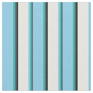 Tissu Gris d'ardoise, Vert mer, Bleu ciel, Blanc et Noir