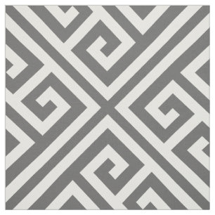 Tissu Gris de charbon Clé grecque Grande échelle