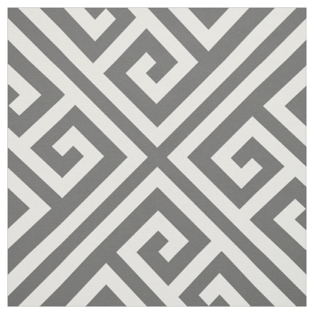 Tissu Gris de charbon Clé grecque Grande échelle (Échantillon)