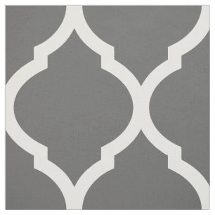 Tissu Gris de charbon de bois Quatrefoil marocain Grande