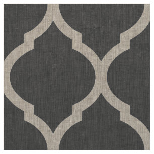 Tissu Gris de charbon de bois Quatrefoil marocain Grande