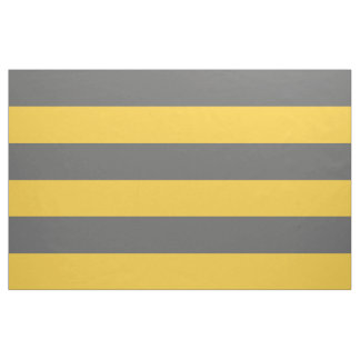 Tissu Gris de charbon et rayures larges jaunes Grande éc