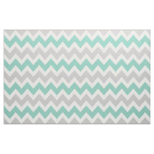 Tissu Gris et Aqua Moderne Chevron Grande échelle
