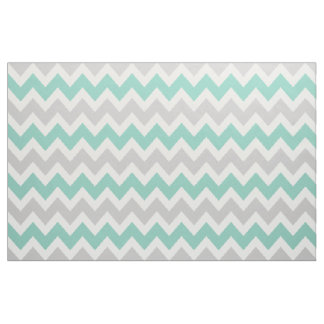 Tissu Gris et Aqua Moderne Chevron Grande échelle