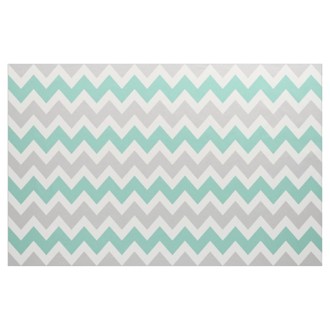 Tissu Gris et Aqua Moderne Chevron Grande échelle (Yard)