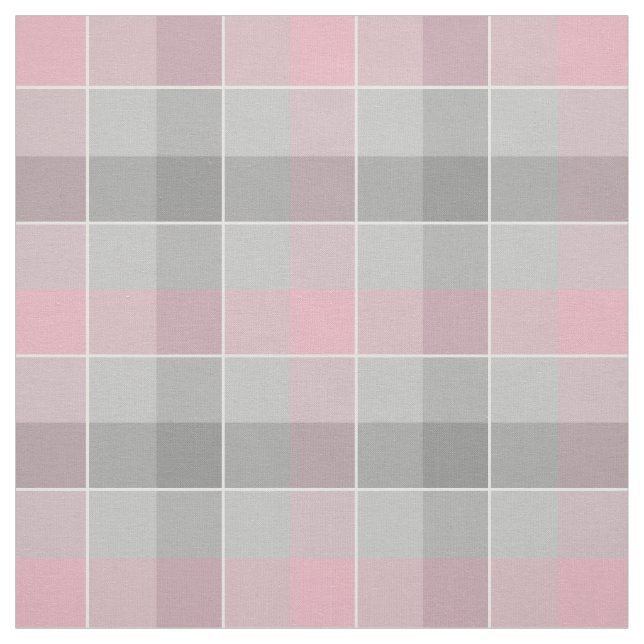 Tissu gris et rose à damiers plaid (Échantillon)