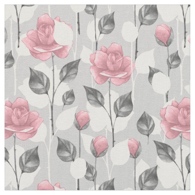Tissu Gris et rose. Motif floral (Fermer)