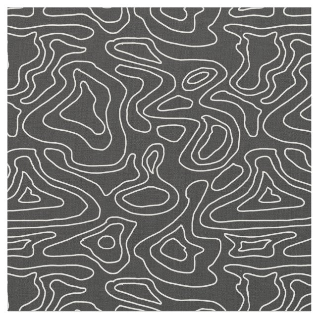 Tissu Gris foncé et blanc rayures ondulée Topogra (Fermer)