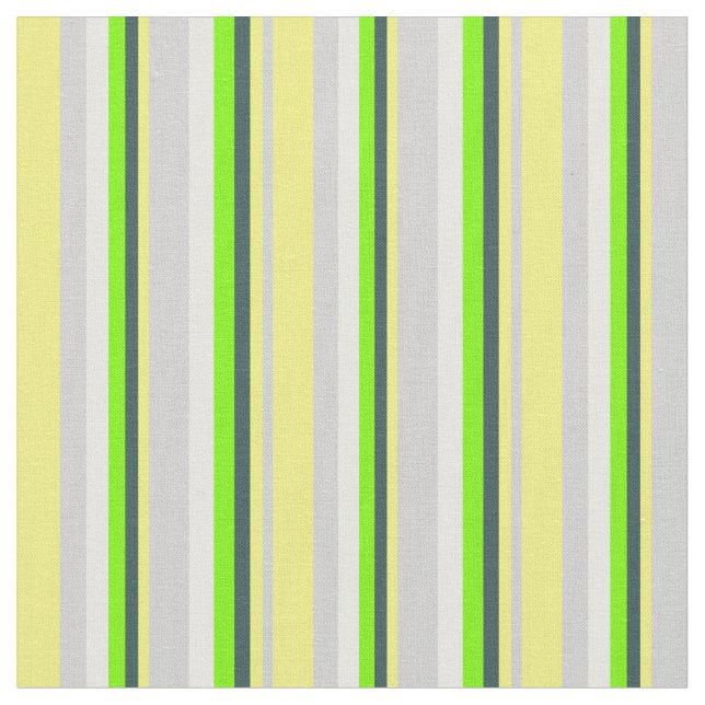 Tissu Gris, Jaune, Ardoise foncée Gris, Vert & Crème à l (Fermer)