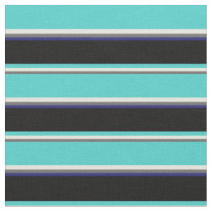 Tissu Gris, Jaune, Turquoise, Noir & Bleu de minuit