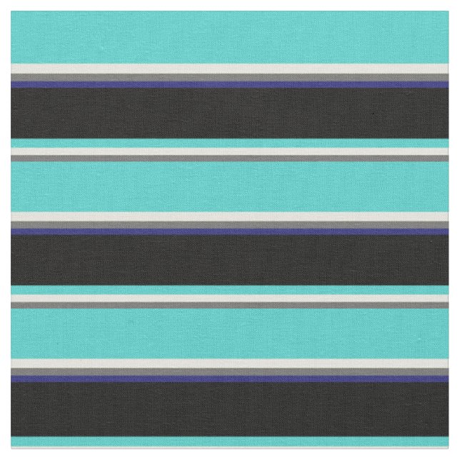 Tissu Gris, Jaune, Turquoise, Noir & Bleu de minuit (Fermer)