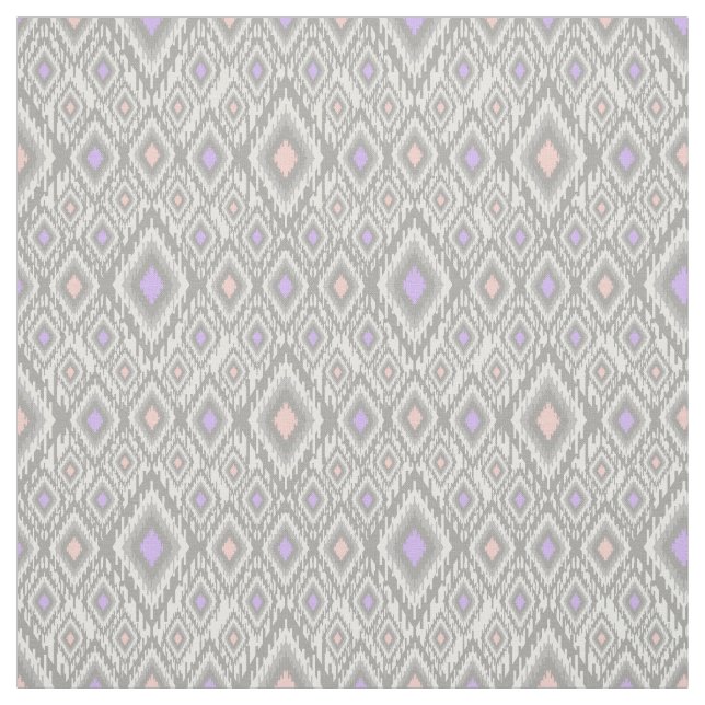 Tissu Gris, lilas, corail, diamants sur le blanc (Échantillon)