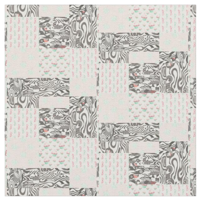 Tissu Gris noir, blanc, rouge et vert (Fermer)